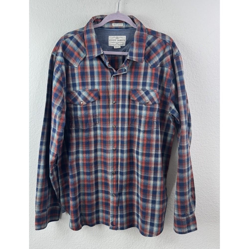 Cody James Men's Plaid‎ Western Shirt XL Thick Regular Fit Long Sleeve Rodeo